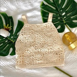 ZARA Embroidered CROP TOP CREAM COLOR SIZE S